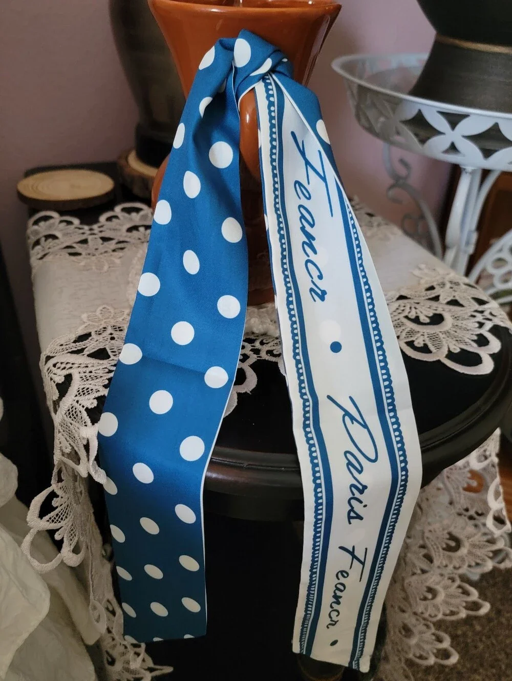 Blue Polka Dot Scarf